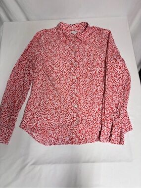 J. by J.Crew Women’s Medium 100% Cotton Floral Button Down Shirt Red White